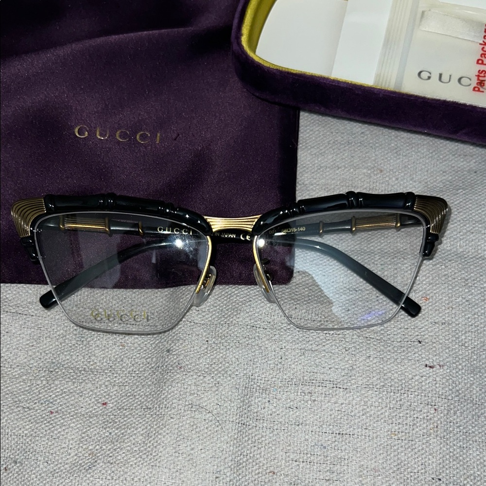 Gucci Black and Gold Eyeglasses with Case - Picture 2 of 13
